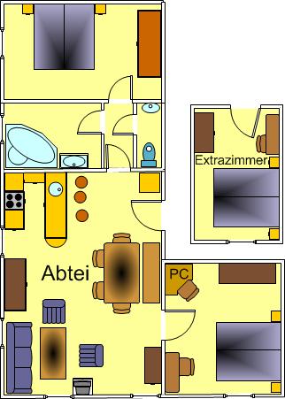 Plan der Wohnung Abtei